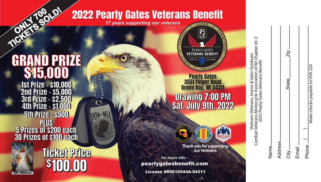 2022 Pearly Gates Veterans Benefit Raffle Ticket
